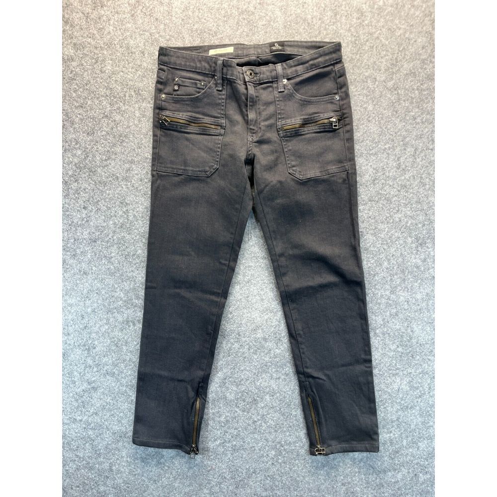 Adriano Goldschmied Jeans‎ Womens 30 Harlow Ankle Skinny Patch Pocket Zip Black